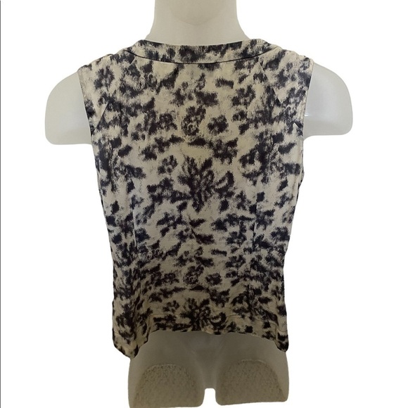 𝅺halogen 93% Silk Sleeveless Gray & White Blouse Top Women S P Small Petite - Picture 5 of 7